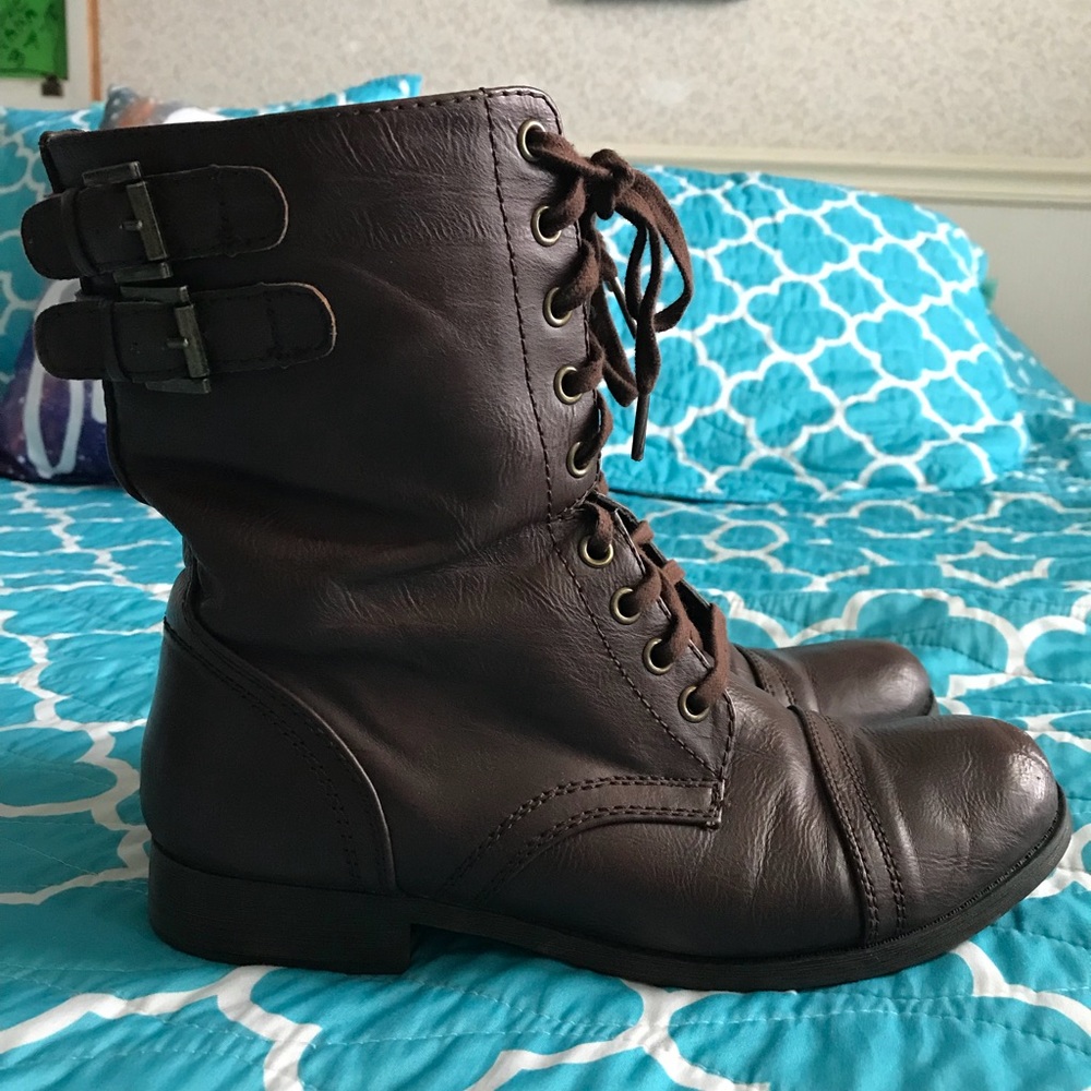 Brown Combat Boots (MAKE OFFERS)